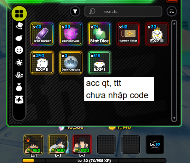 Acc ASTDX Lv30+ 10k gem 60+ reroll chưa nhập code